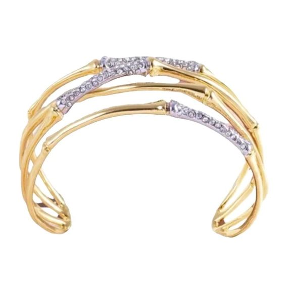 ALEXIS BITTAR Solanales Crystal Bamboo Gold Cuff Bracelet - Picture 9 of 9